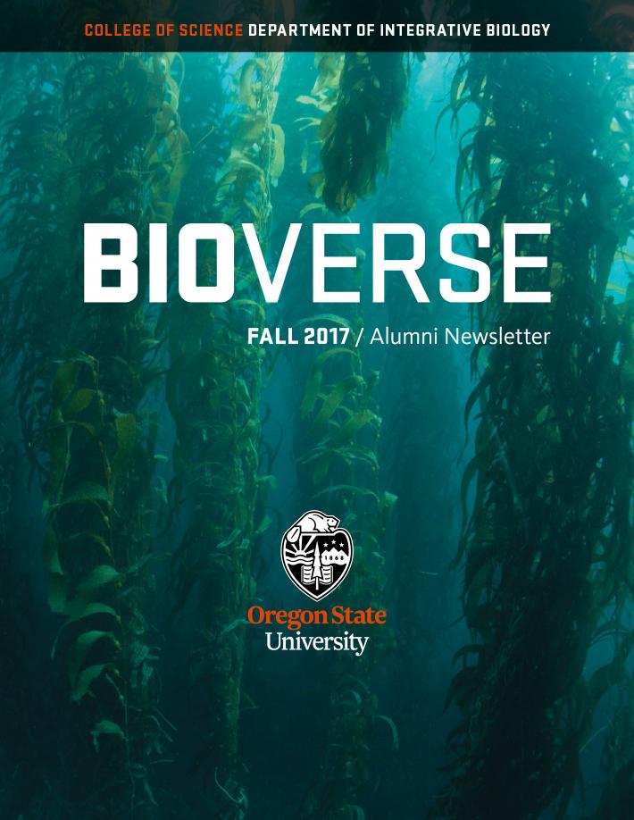 The cover of Bioverse Fall 2017 shows an underwater view of kelp forests