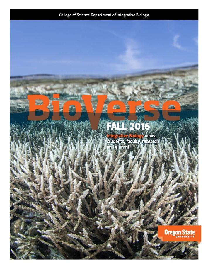 Cover of newsletter featuring a photo of coral under the ocean